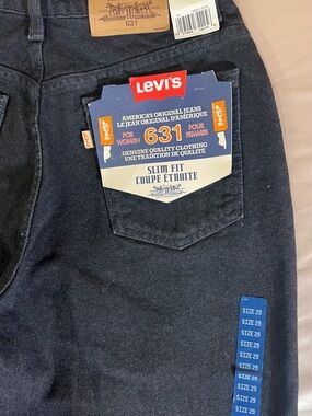 NEW Vintage Levis 631 Jeans Womens Size 29 (29x32) Black Slim Straight USA